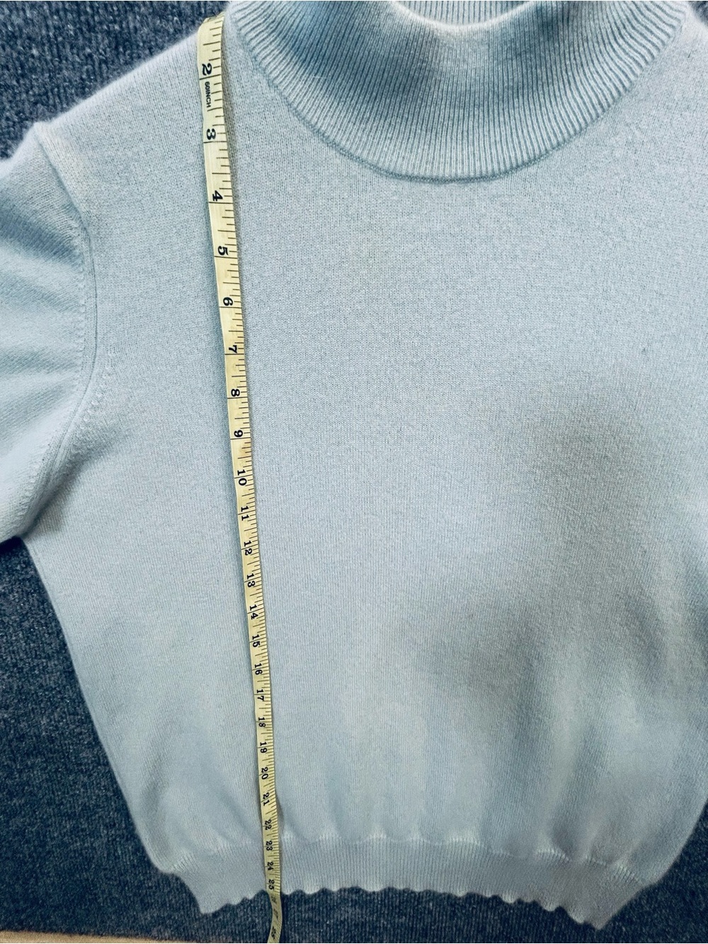 2- ply Cashmere Light Blue Mock Neck Sweater - Soft Cozy Knit - Picture 3 of 5